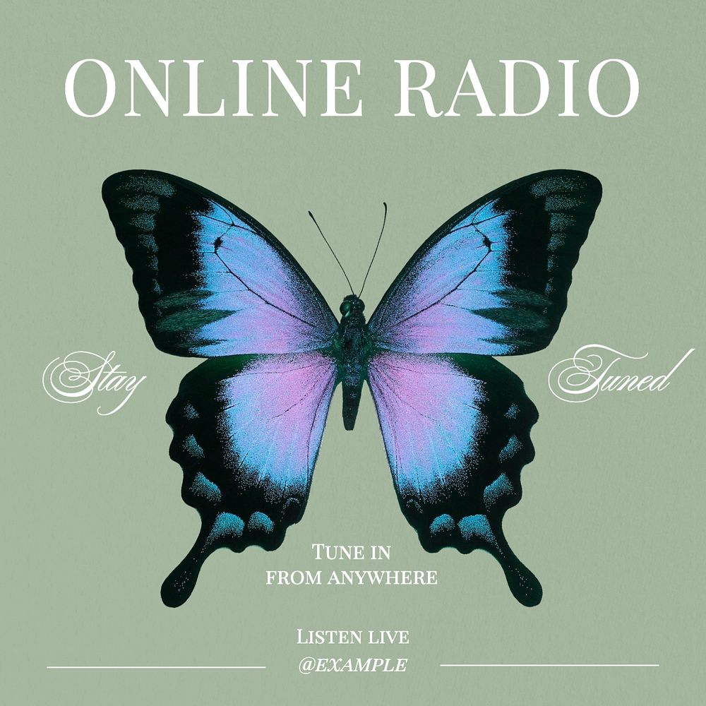 Online radio Facebook post template, editable design