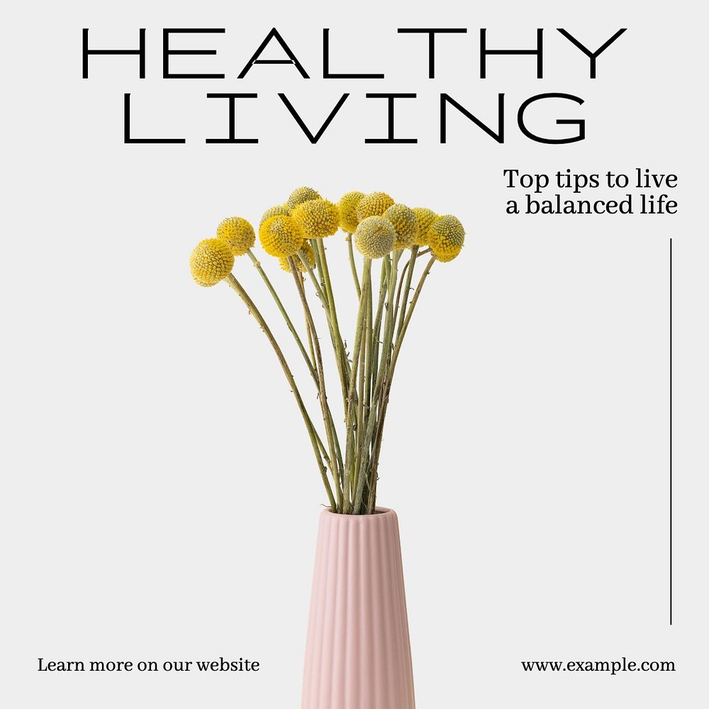 Healthy living Instagram post template, editable text