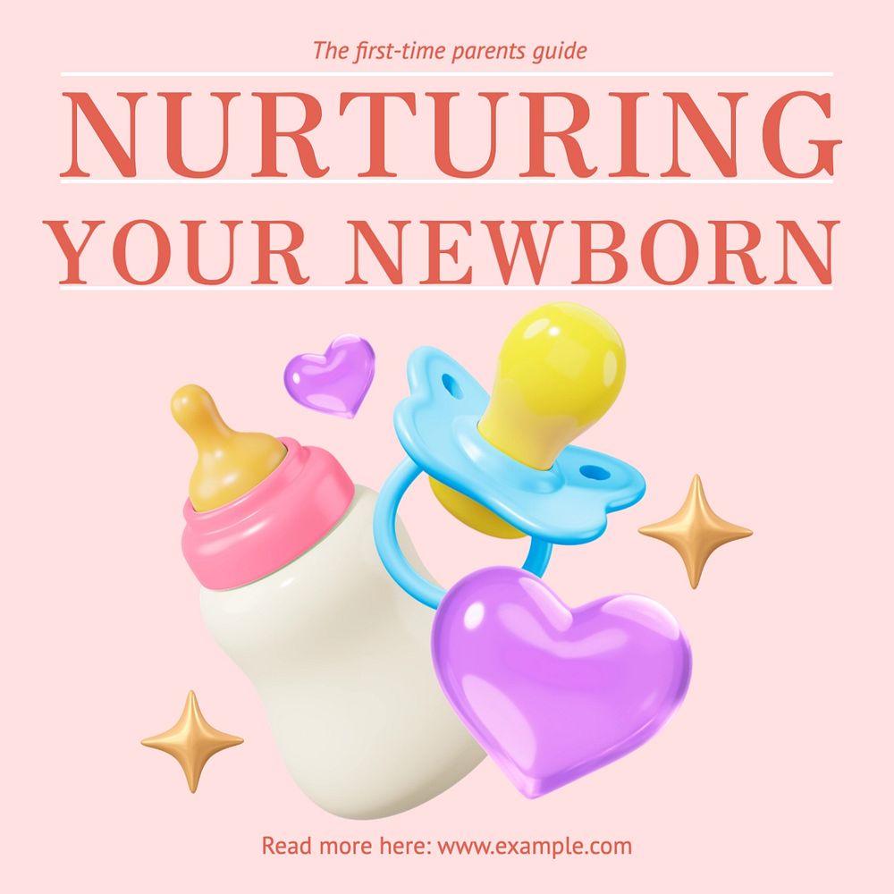 Newborn nurturing Instagram post template, editable text