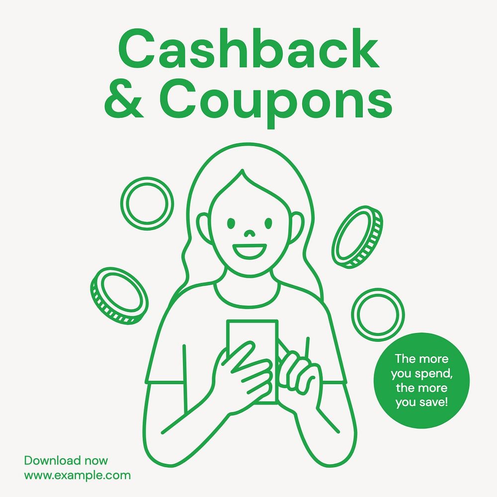 Cashback & coupons Facebook post template, editable design