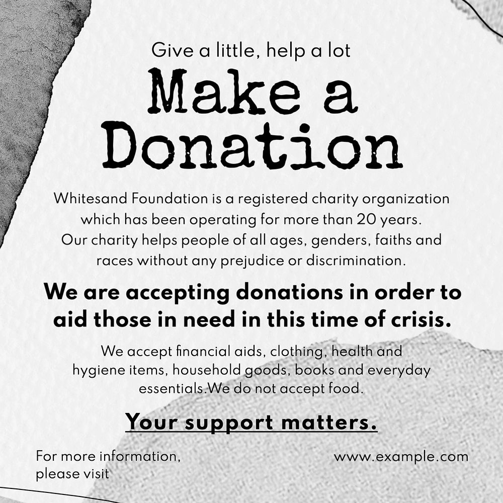 Make a donation Instagram post template, editable design