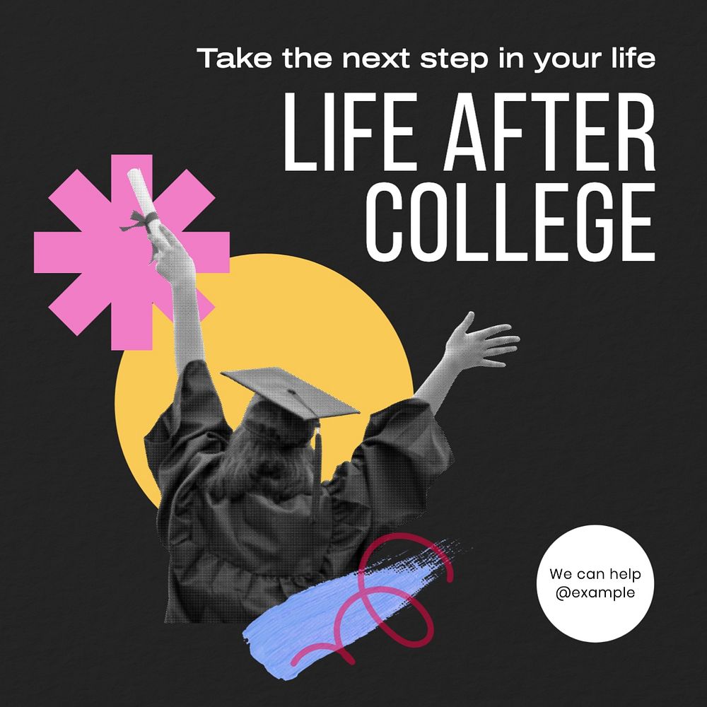 Life after college Instagram post template, editable design