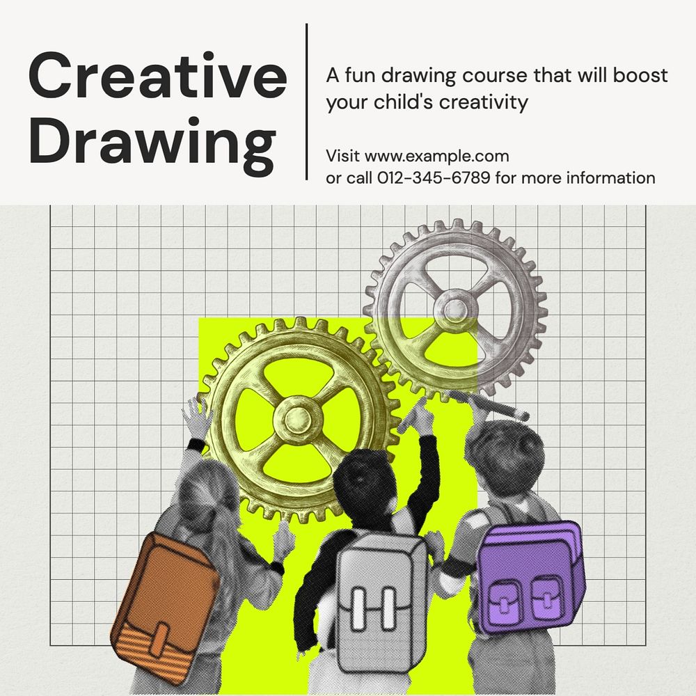 Creative drawing Instagram post template, editable design