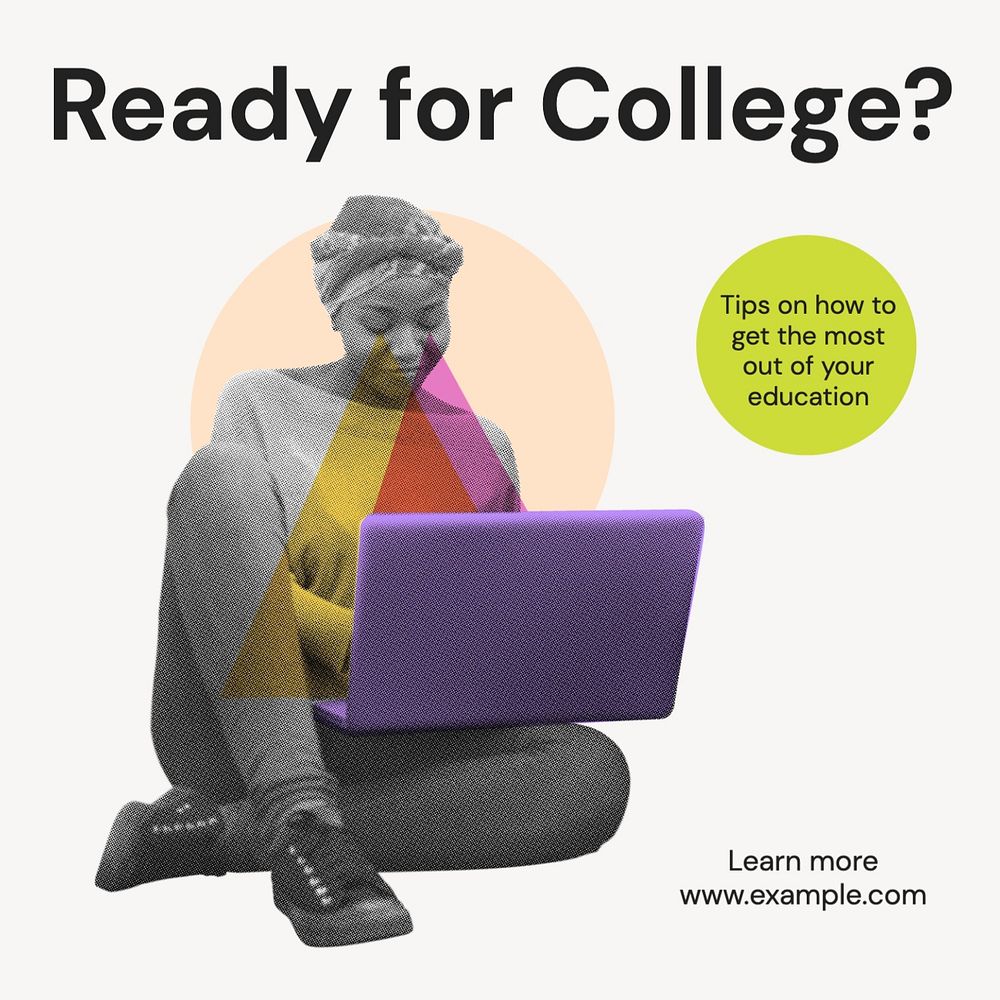 Ready for college Instagram post template, editable text