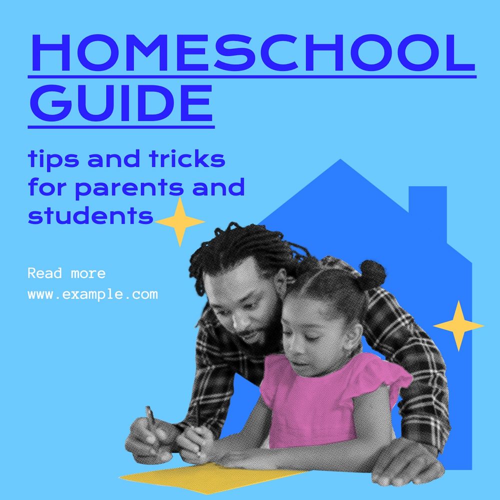 Homeschool guide Instagram post template, editable design