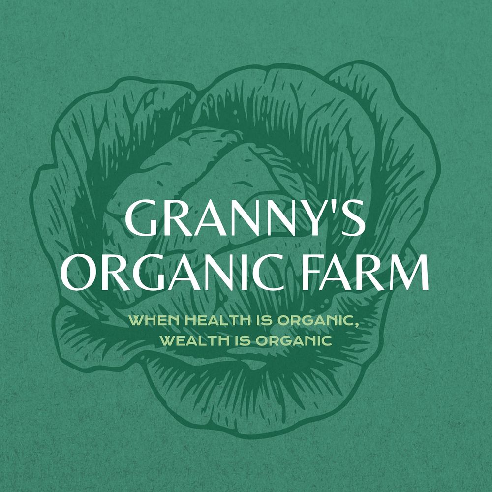 Organic farm green logo template, editable design