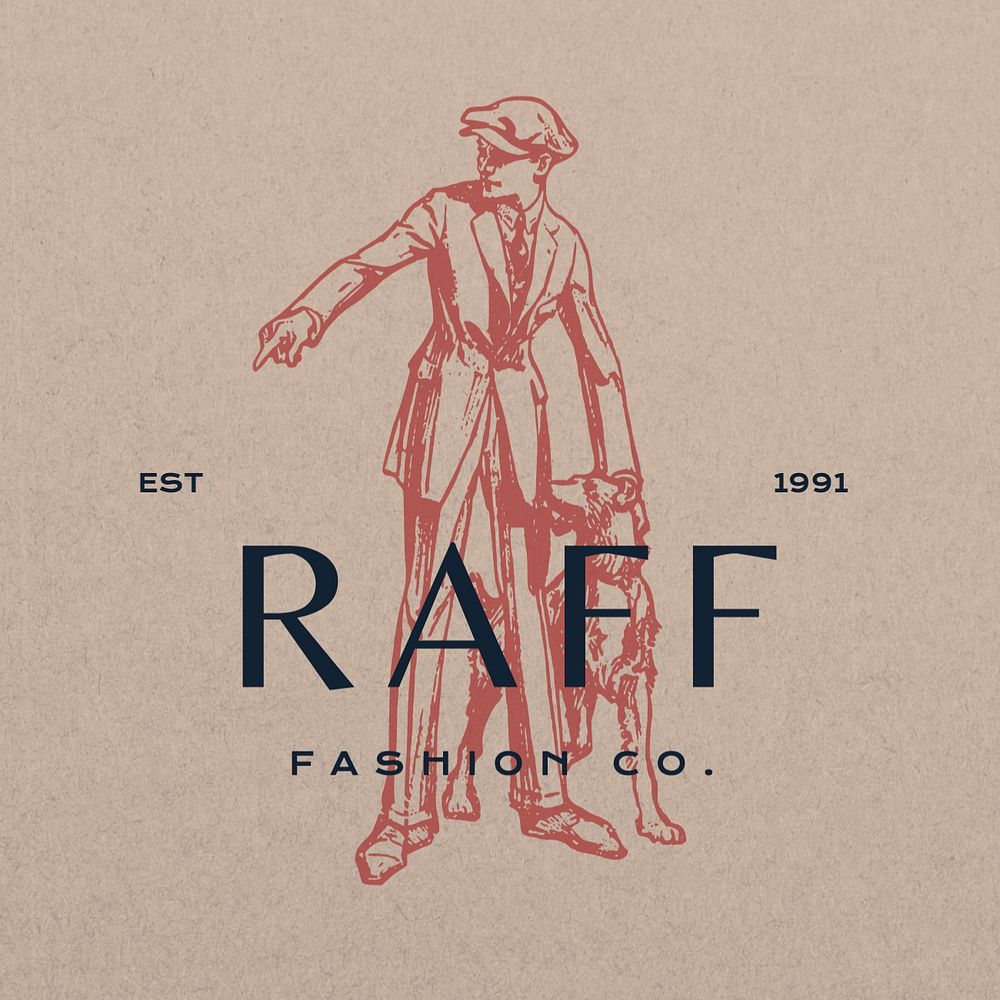 Beige fashion vintage logo template, editable design