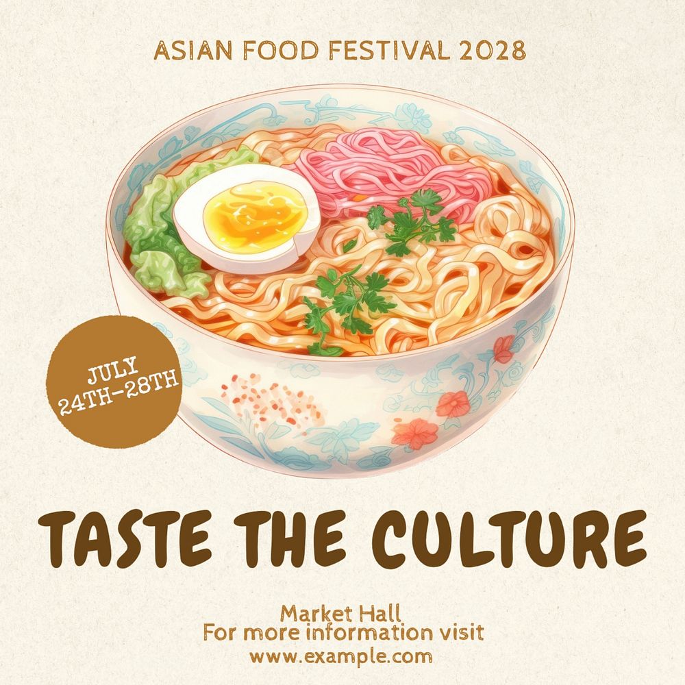 Food festival Instagram post template, editable text