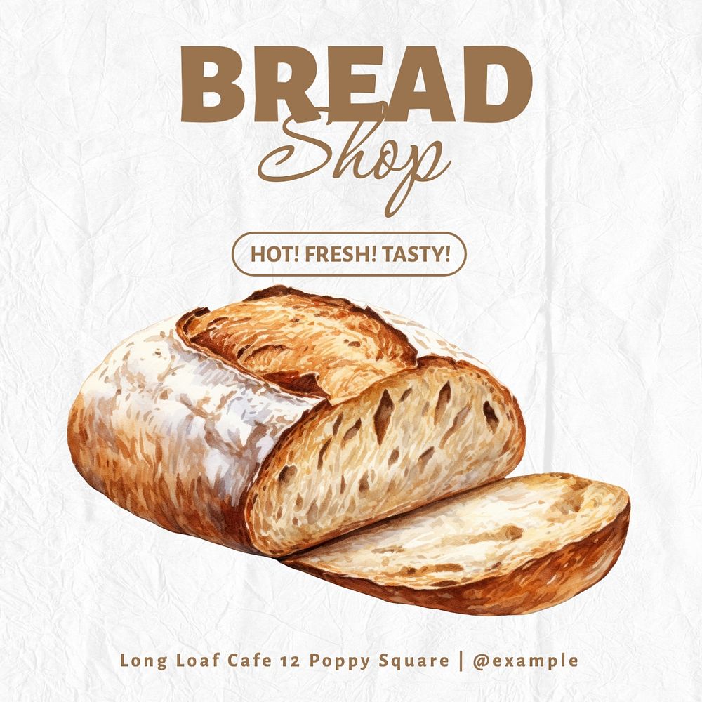 Bread shop Instagram post template, editable text