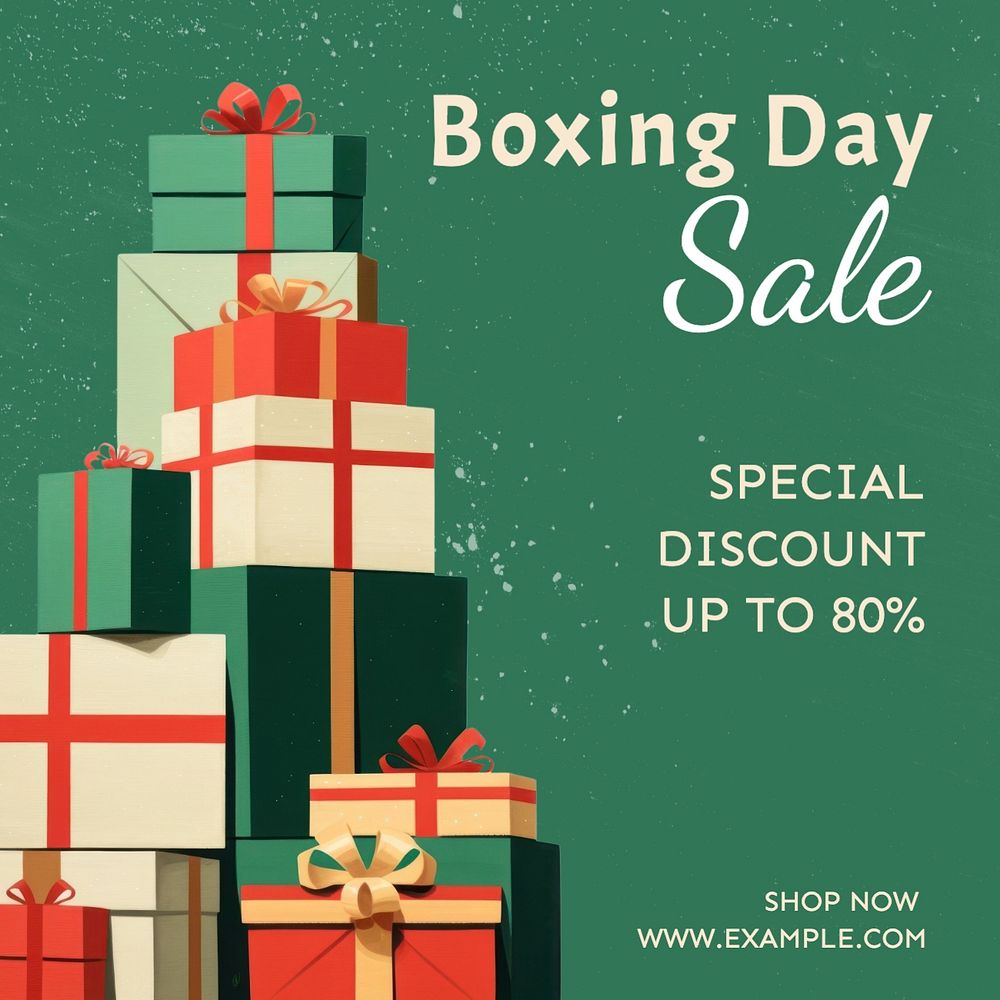 Boxing day sale Instagram post template, editable text