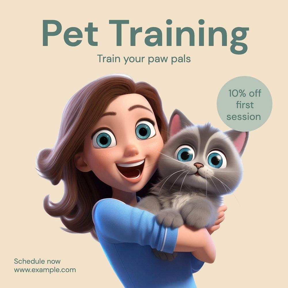 Pet training Instagram post template, editable text