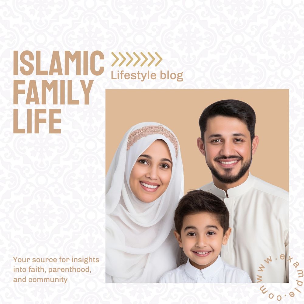 Islamic family Instagram post template, editable text