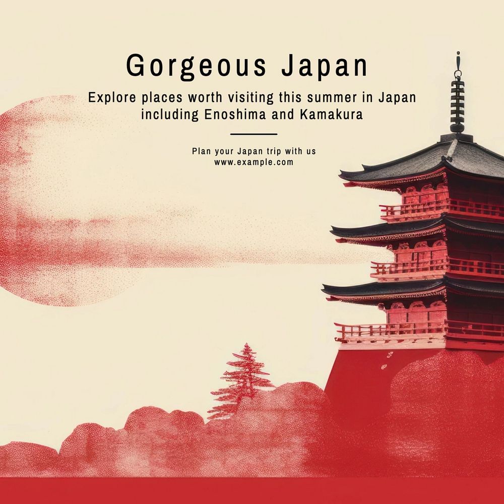 Japan travel ads Instagram post template, editable text