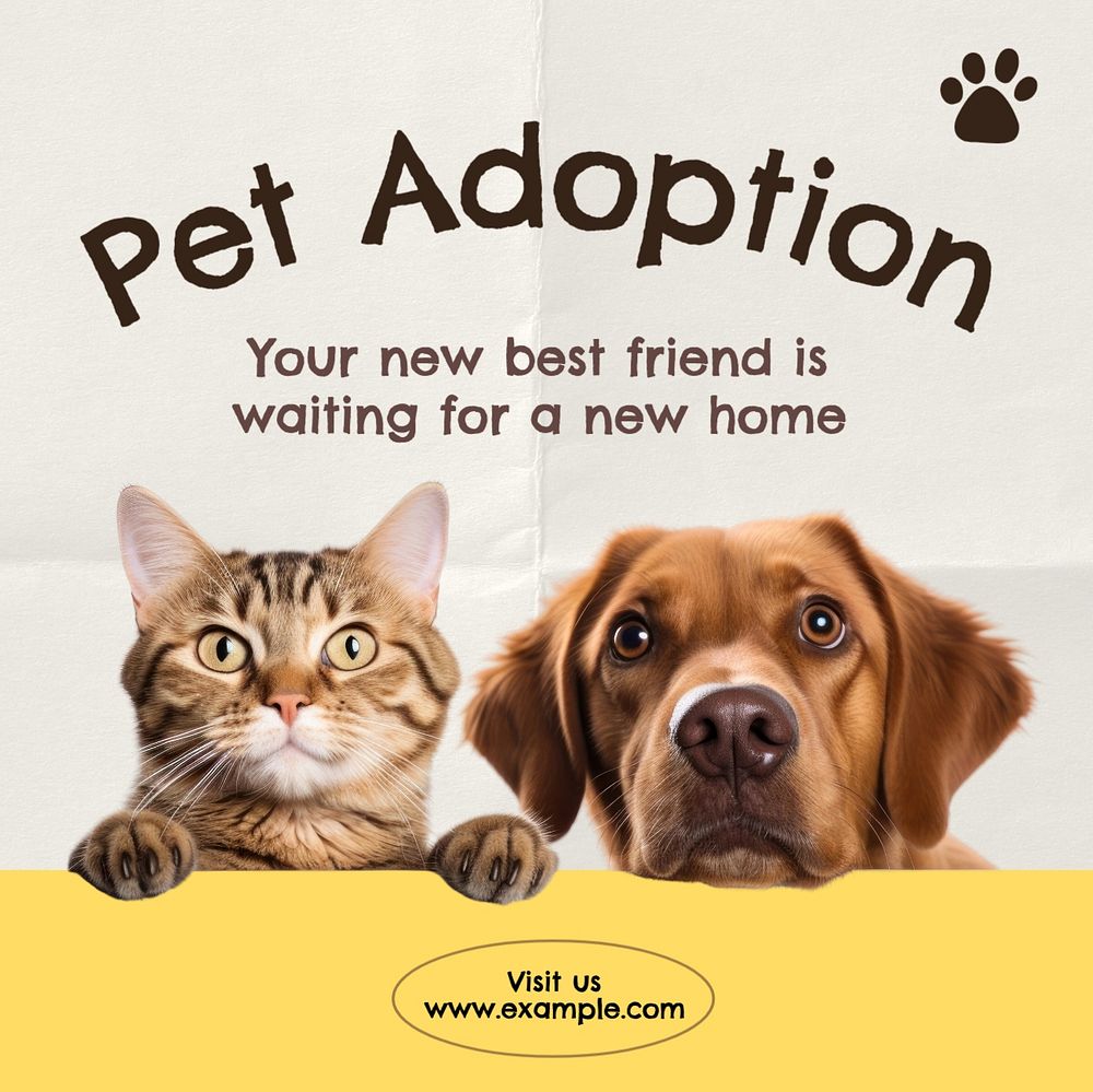 Pet adoption Instagram post template, editable text