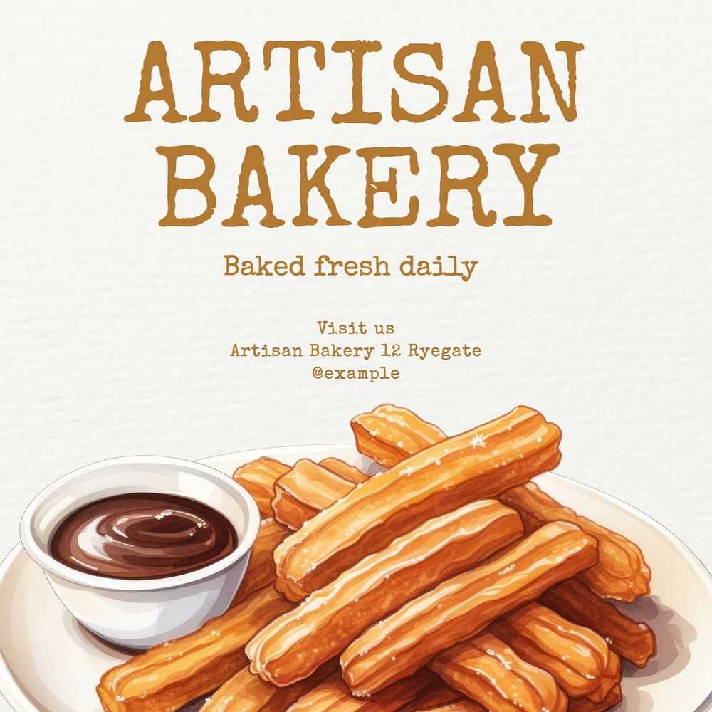 Artisan bakery Instagram post template, editable text