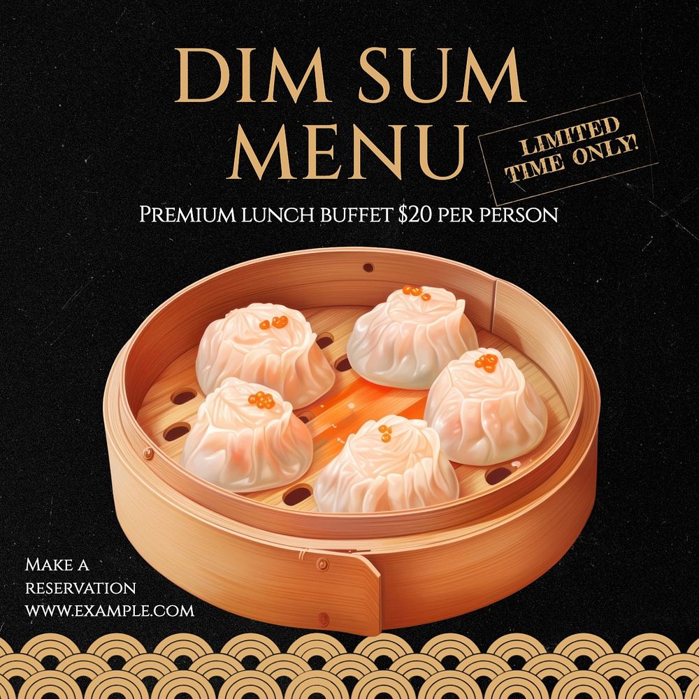 Dim sum Instagram post template, editable text