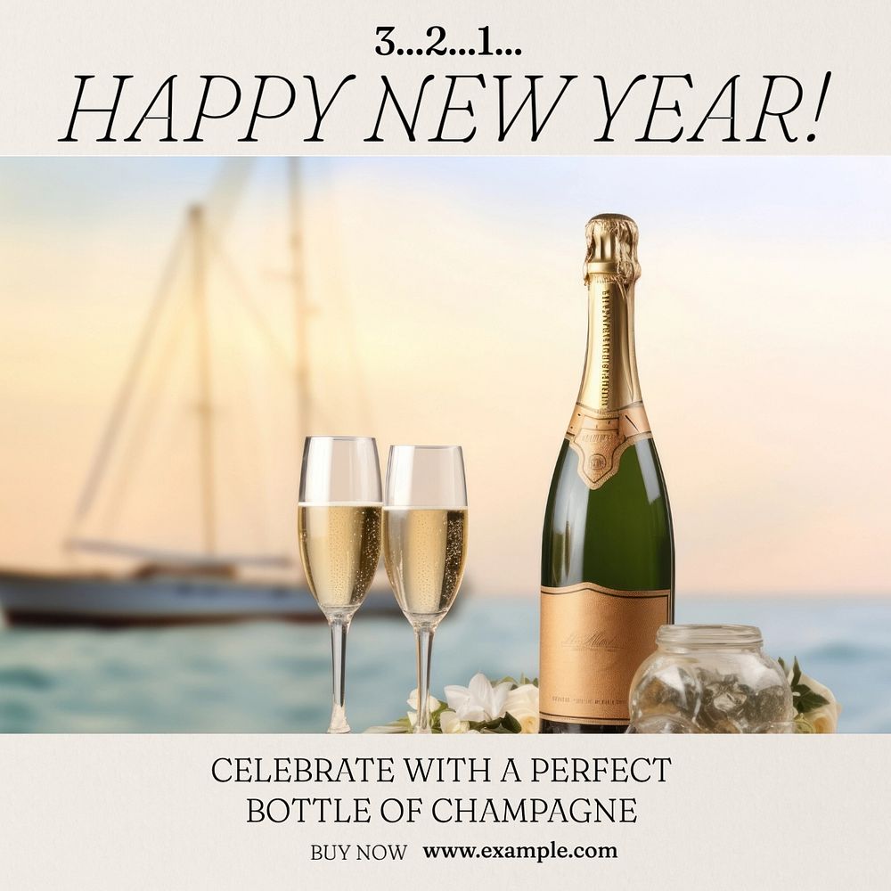 Champagne advertisement Instagram post template, editable text