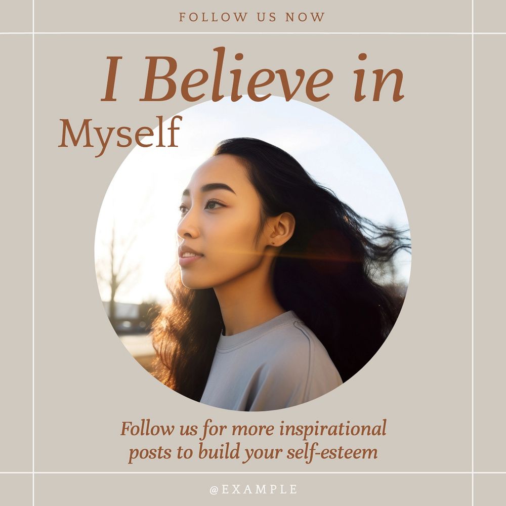 Believe in myself Instagram post template, editable text