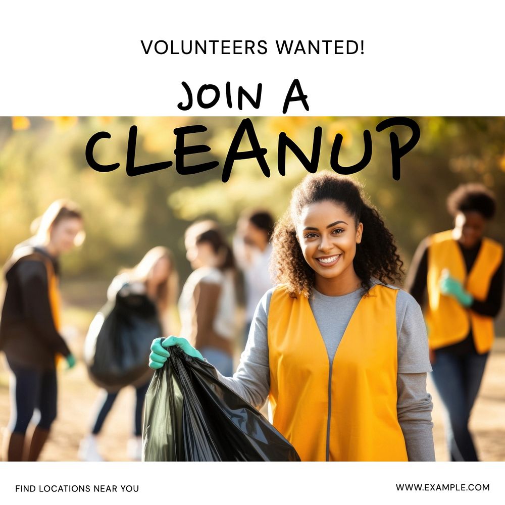 Environmental cleanup Instagram post template, editable text