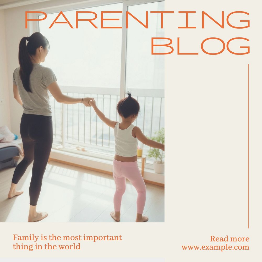 Parenting blog Instagram post template, editable text