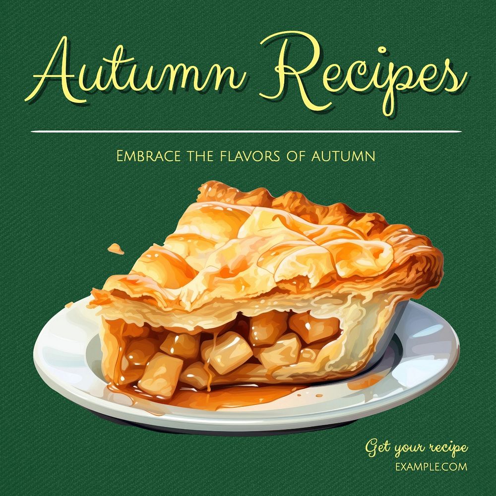 Autumn recipe Instagram post template, editable text