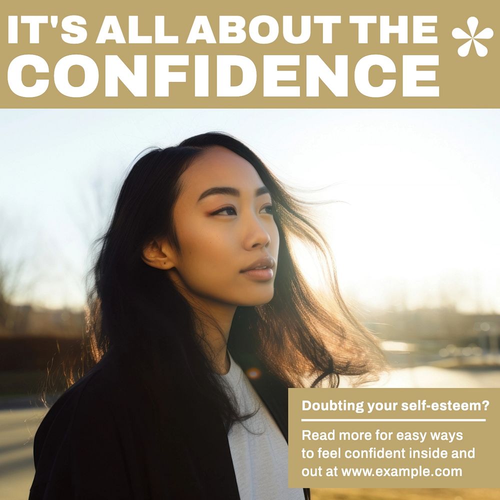 All about confidence Instagram post template, editable text