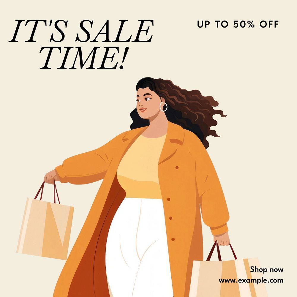 Sale time Instagram post template, editable text