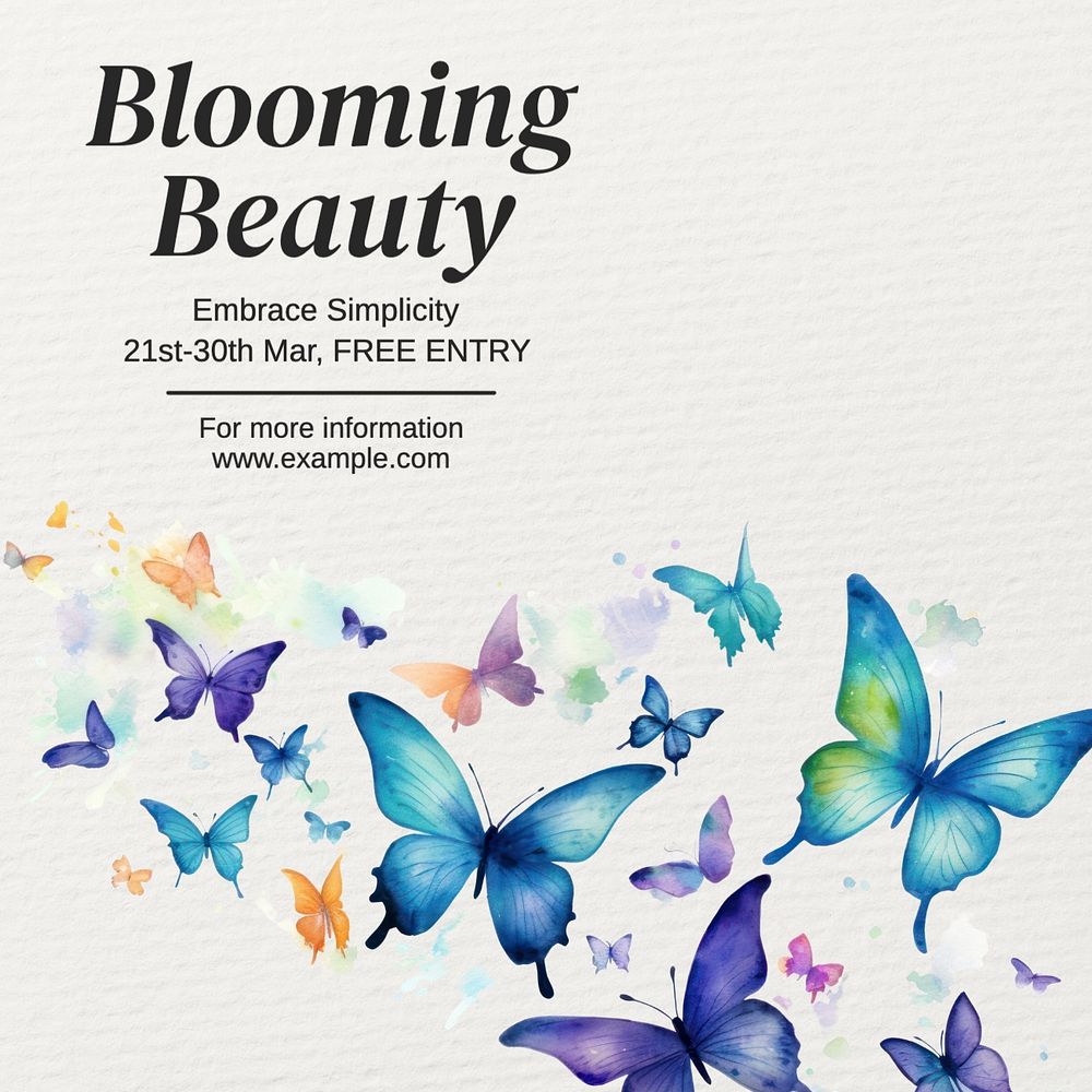 Blooming beauty Instagram post template, editable text