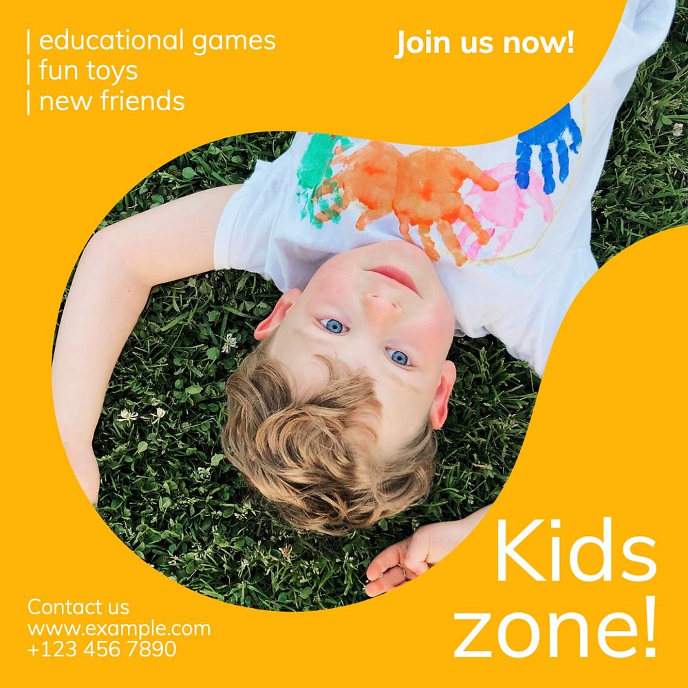 Kids zone  Instagram post template, editable text