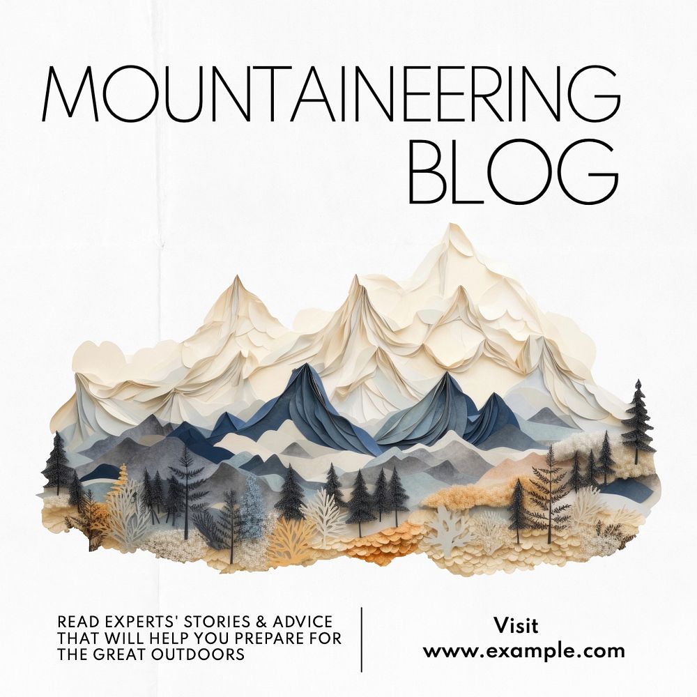 Mountaineering blog Instagram post template, editable text