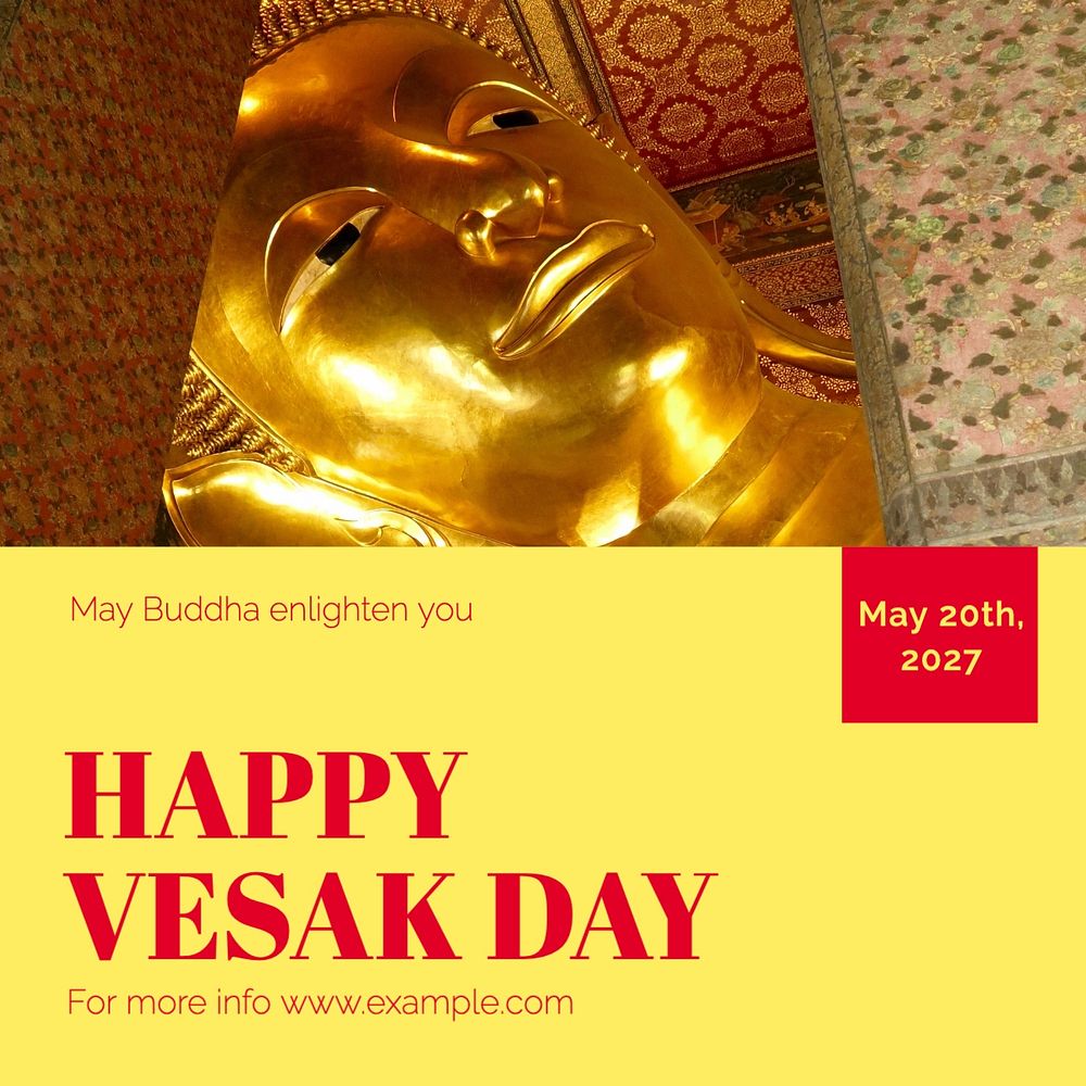 Happy Vesak Day  Instagram post template, editable text