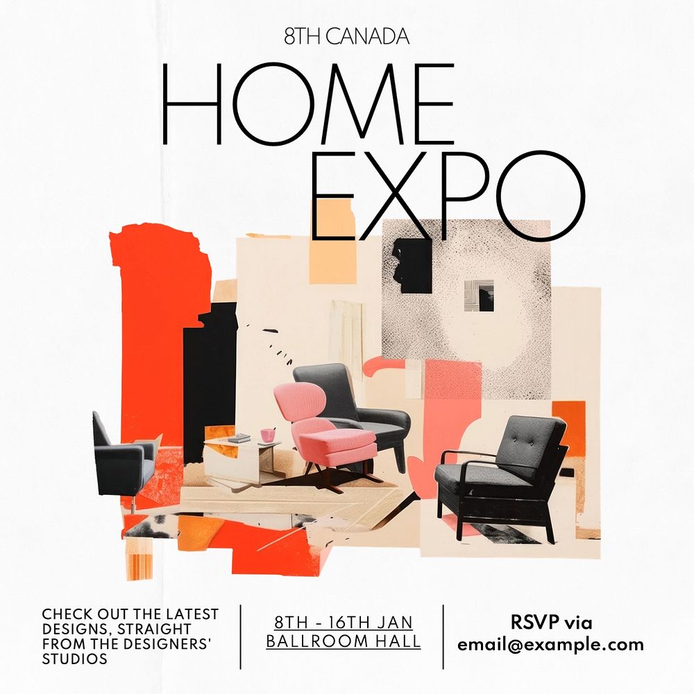 Home expo Instagram post template, editable text