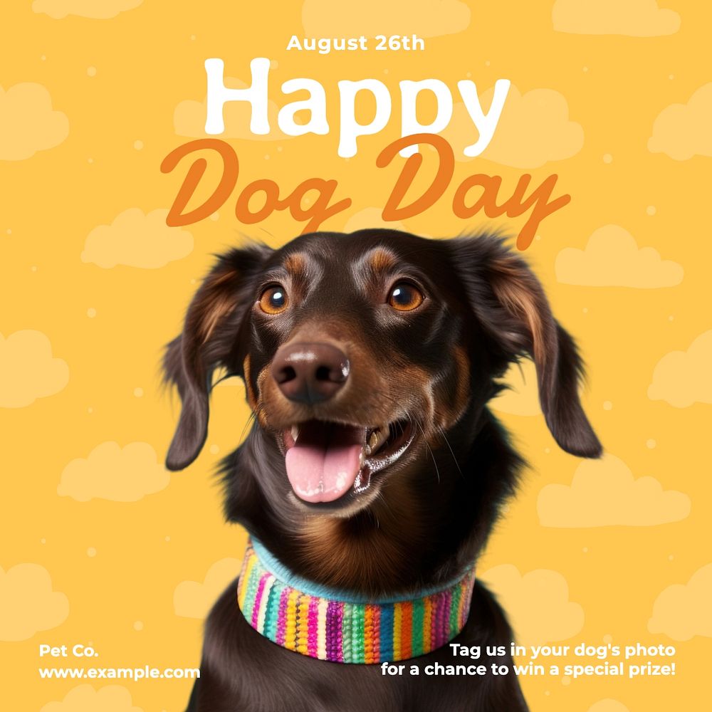 Happy dog day Instagram post template, editable text