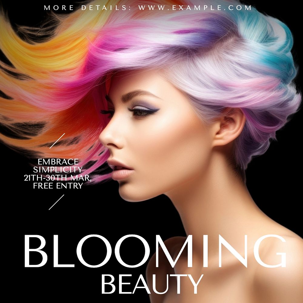 Blooming beauty Instagram post template, editable text