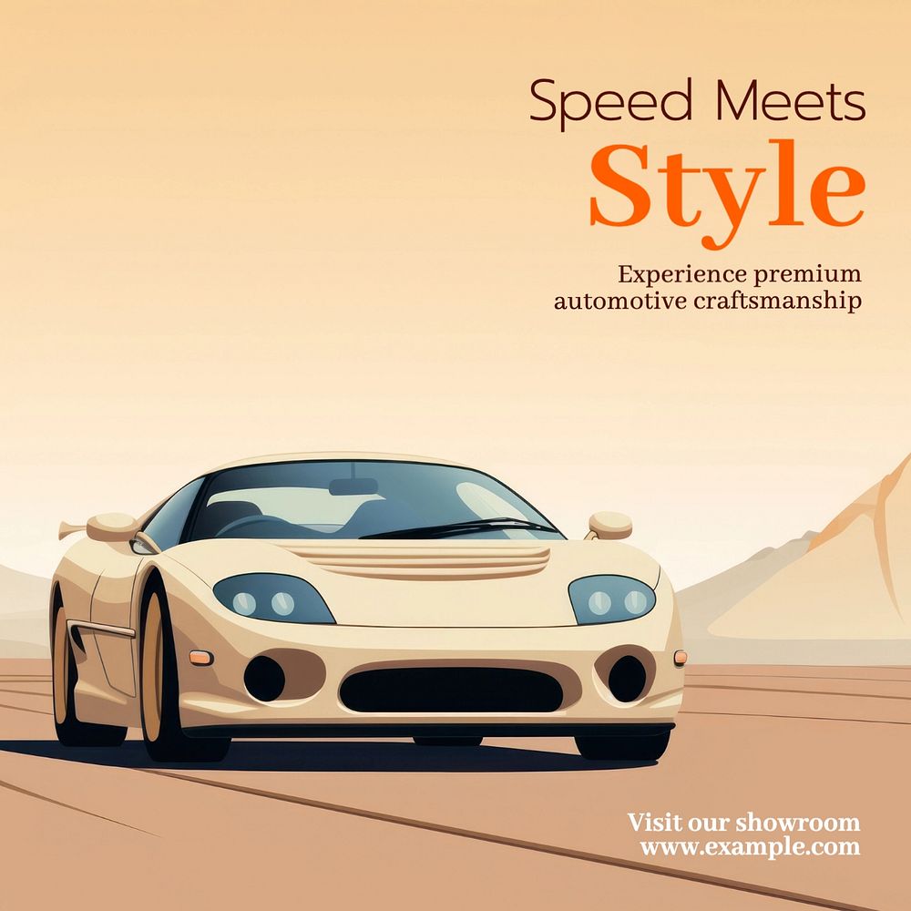 Speed meets style Instagram post template, editable text