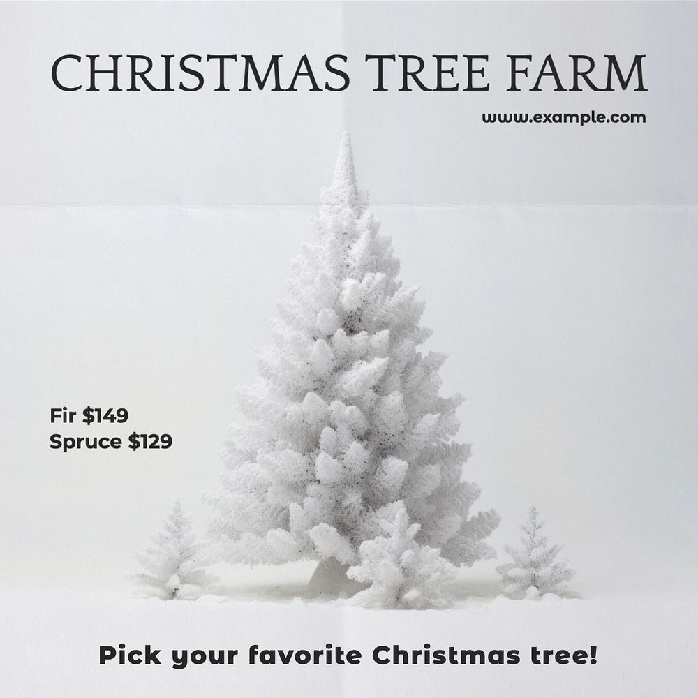 Christmas tree farm Instagram post template, editable text