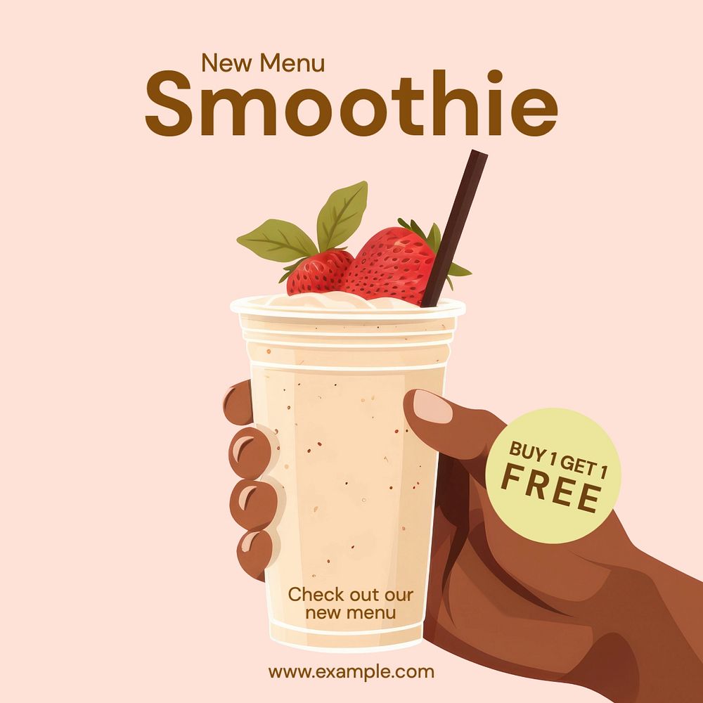 Smoothies Instagram post template, editable text