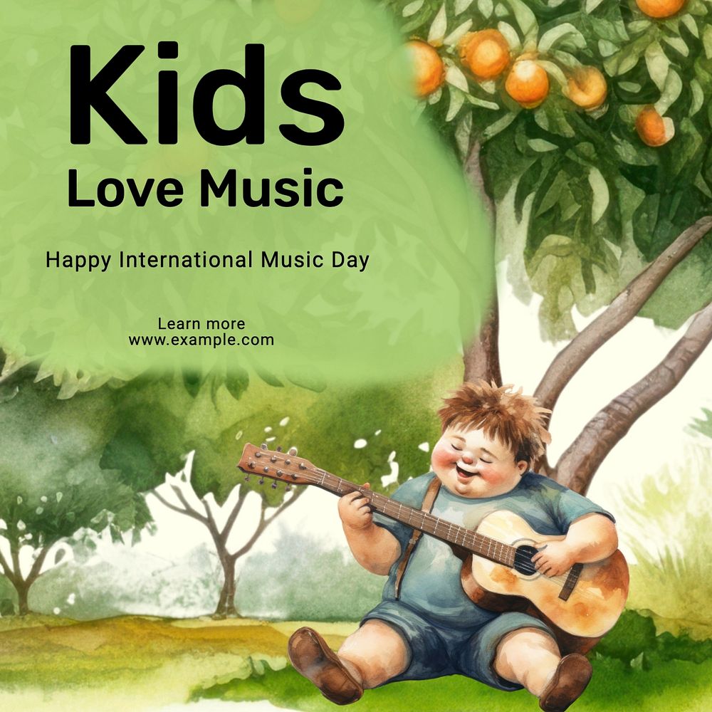 Kids love music Instagram post template, editable text