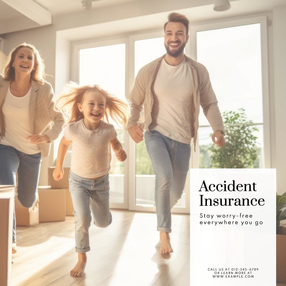 Accident insurance Instagram post template, editable text