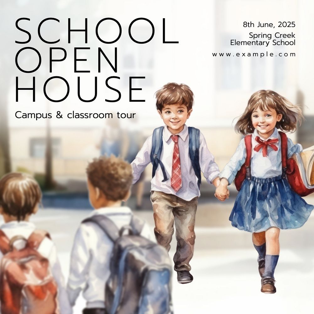 School open house Instagram post template, editable text