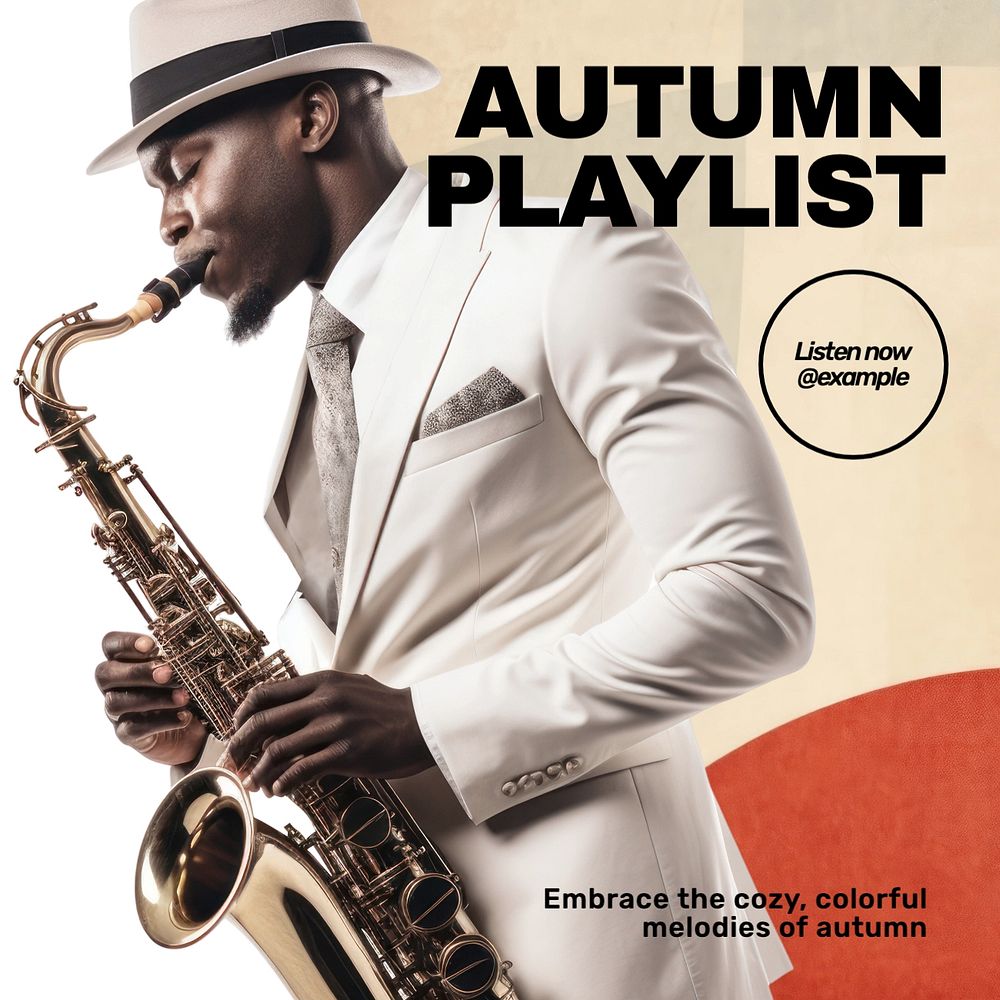 autumn playlist Instagram post template, editable text