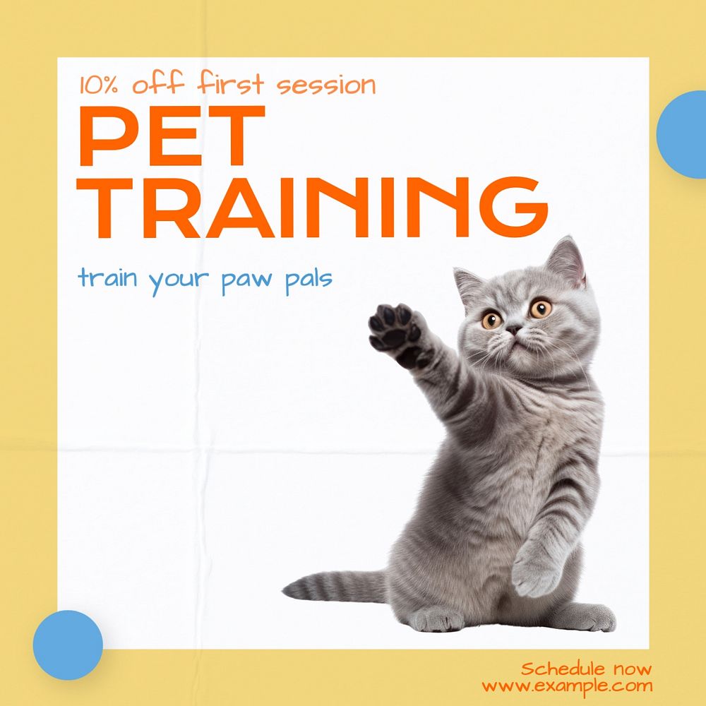 Pet training Instagram post template, editable design