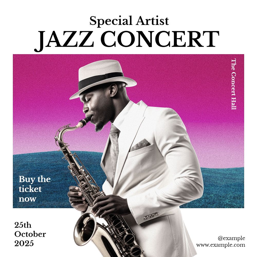 Jazz concert Instagram post template, editable text