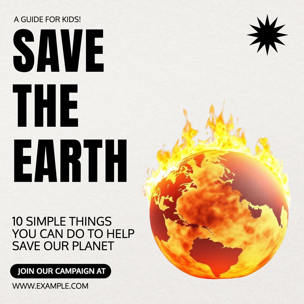 Save the earth Instagram post template, editable text