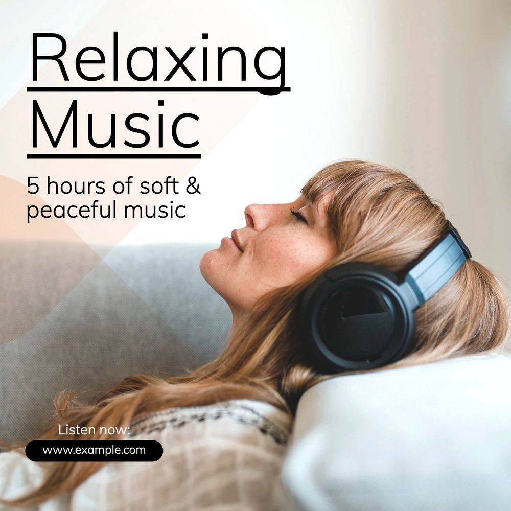 Relaxing music Instagram post template, editable text