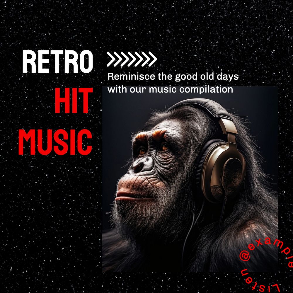 Retro music playlist Instagram post template, editable text