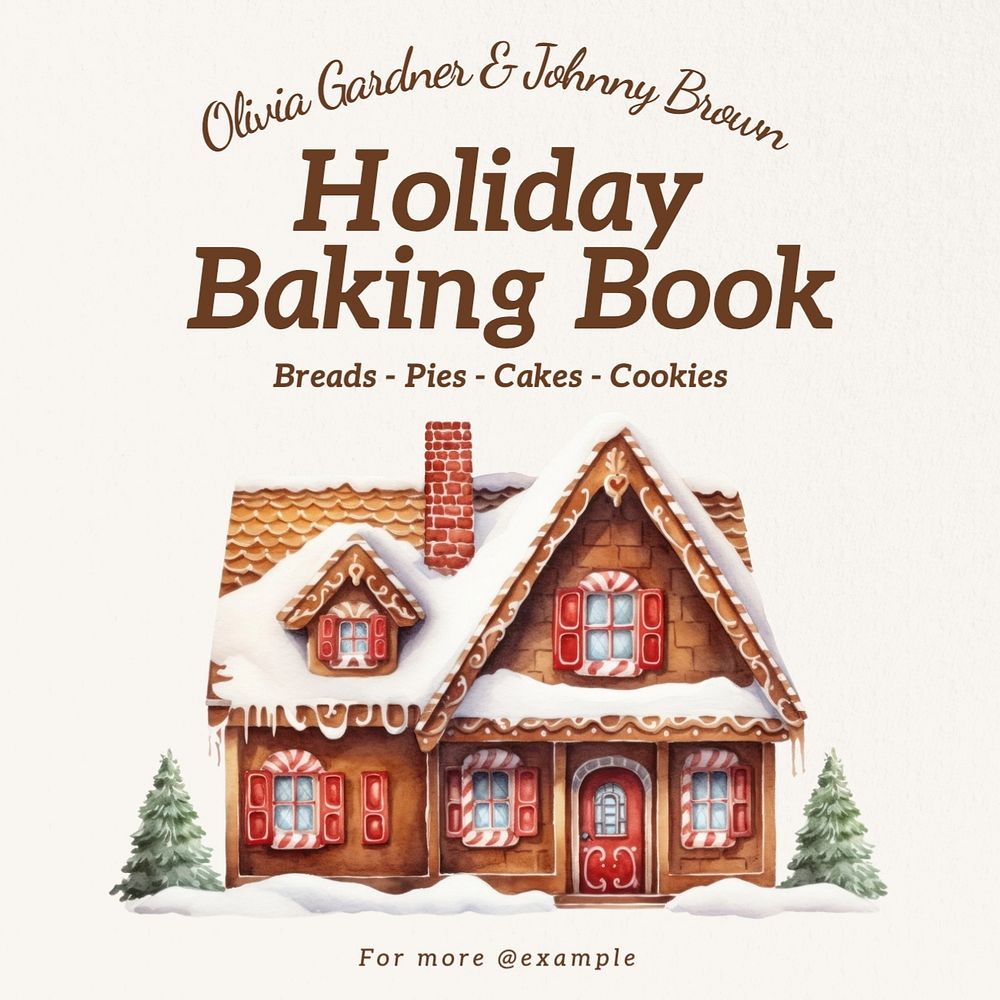 Holiday baking book Instagram post template, editable text