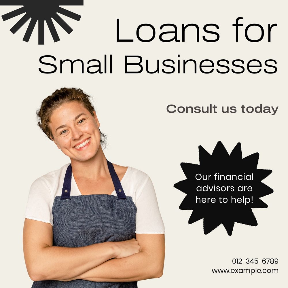 Small business loan Instagram post template, editable text