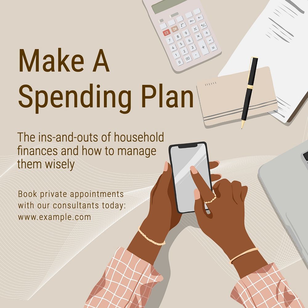 Spending plan Instagram post template, editable text