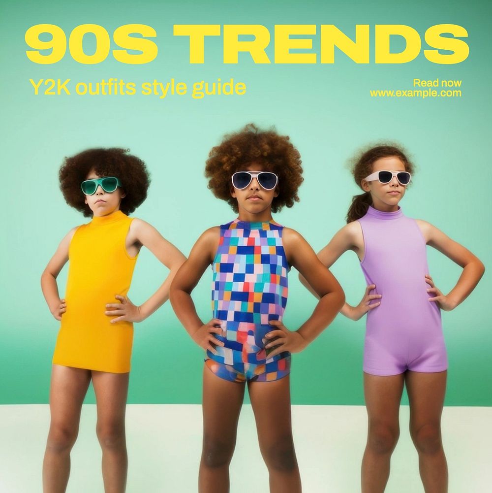 90s fashion trends Instagram post template, editable text